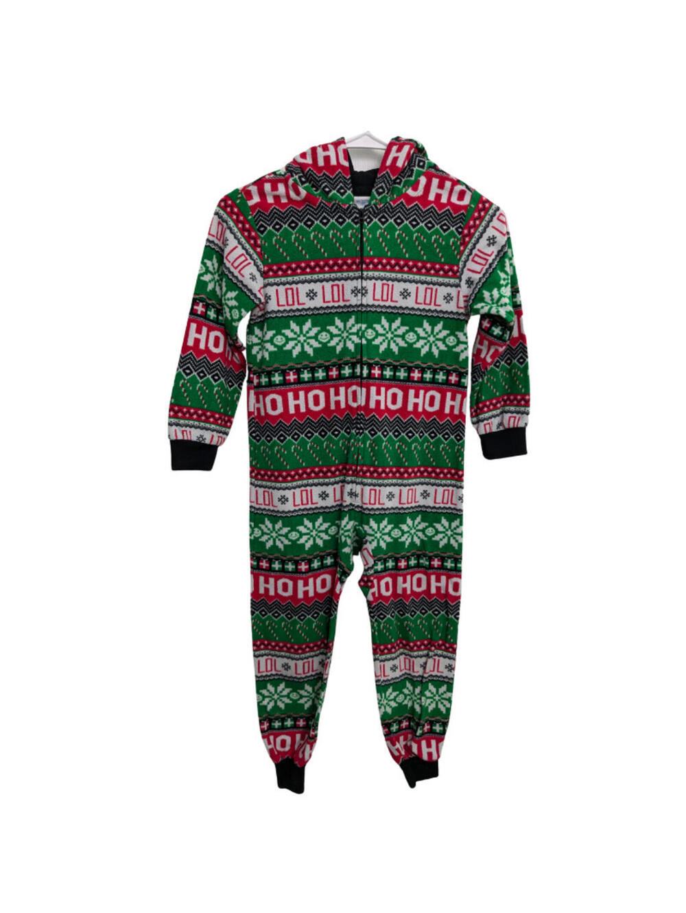 Children's Place Christmas One Piece Pajamas, Size 5/6, Hooded Holiday Romper